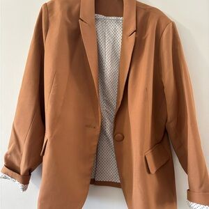 Rust-Toned Single-Button Blazer